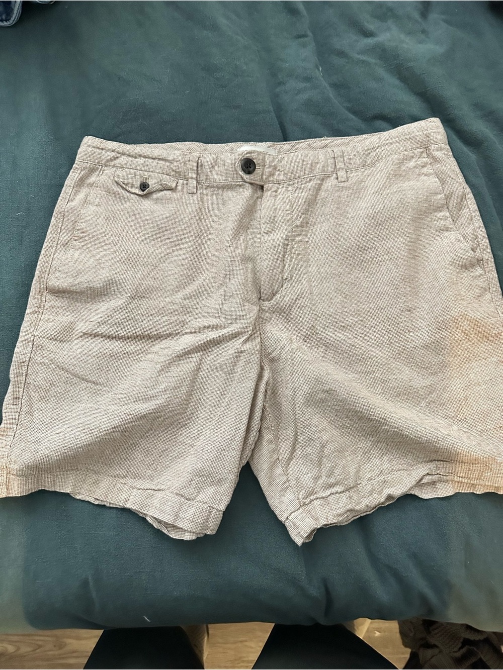 Banana Republic Light Beige Linen-Blend Flat Front Shorts